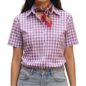 Vintage L.L Bean Purple Plaid Wrinkle Free Women's Top